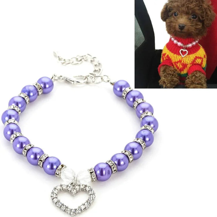ペット用品 パールネックレス ペットカラー 猫と犬のアクセサリー、S、M、L