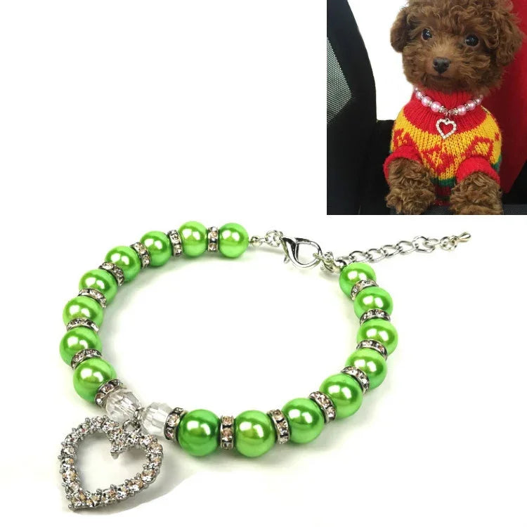 ペット用品 パールネックレス ペットカラー 猫と犬のアクセサリー、S、M、L