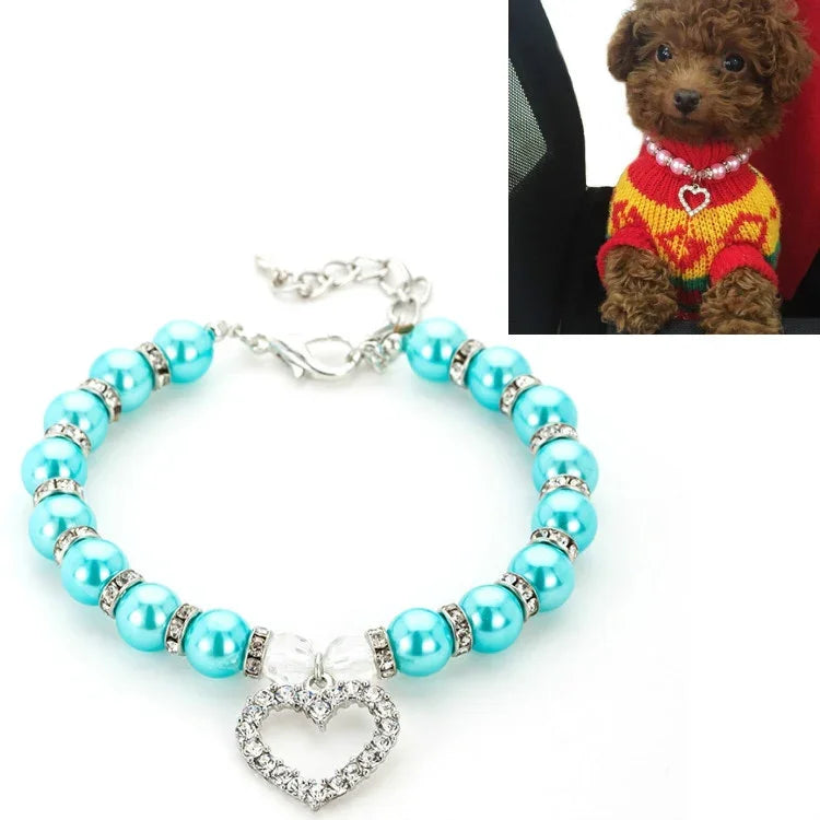 ペット用品 パールネックレス ペットカラー 猫と犬のアクセサリー、S、M、L