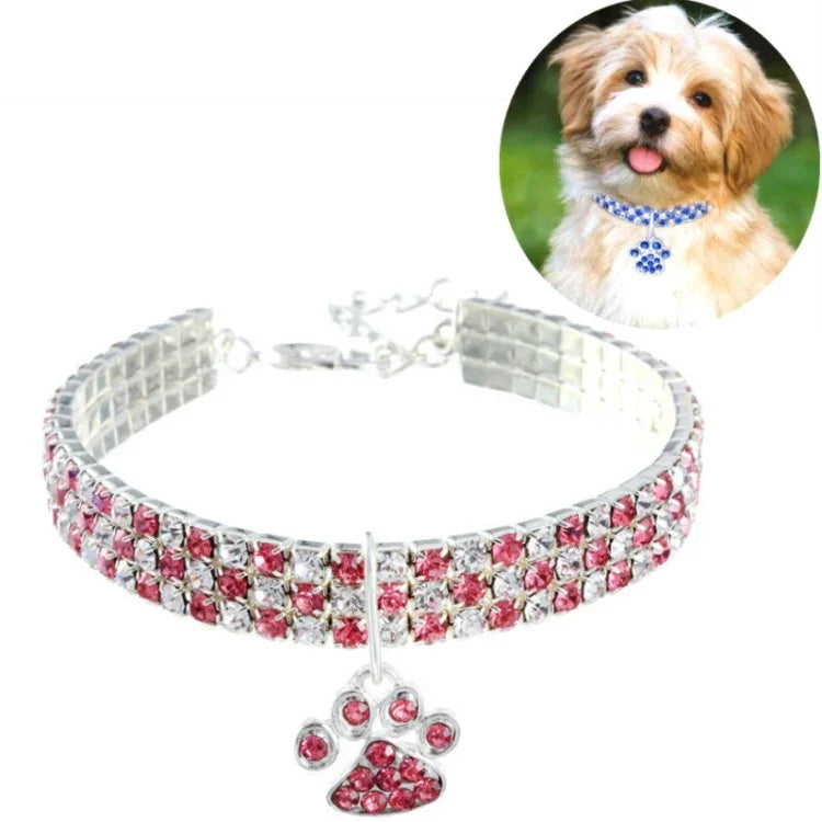 ペット首輪 ダイヤモンド伸縮性 猫と犬用ネックレス ジュエリー、S、M、L