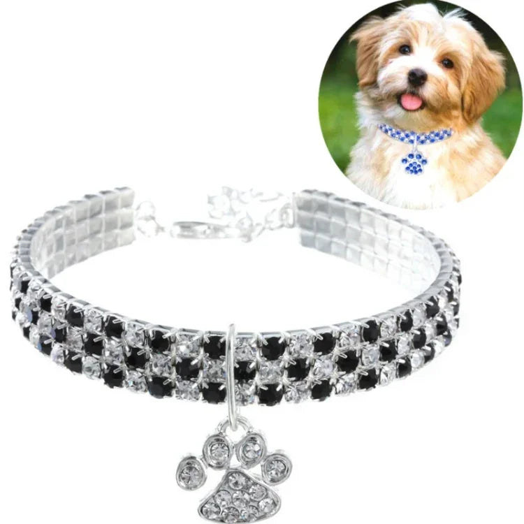 ペット首輪 ダイヤモンド伸縮性 猫と犬用ネックレス ジュエリー、S、M、L