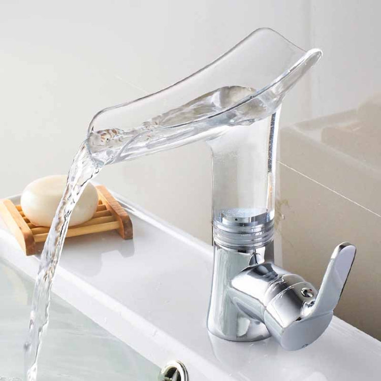 バスルーム用温水冷水混合蛇口 ワイングラス型ウォーターフォール蛇口 透明、ブルー、パープル、ブラウン＆イエロー