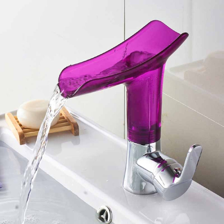 バスルーム用温水冷水混合蛇口 ワイングラス型ウォーターフォール蛇口 透明、ブルー、パープル、ブラウン＆イエロー