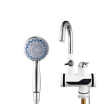 ダイナミックデジタル表示 即熱電気温水蛇口 キッチン＆家庭用温水冷水ヒーター EUプラグ、シャワーヘッド付き、大型エルボー、ユニバーサルチューブ