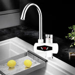 ダイナミックデジタル表示 即熱電気温水蛇口 キッチン＆家庭用温水冷水ヒーター EUプラグ、シャワーヘッド付き、大型エルボー、ユニバーサルチューブ