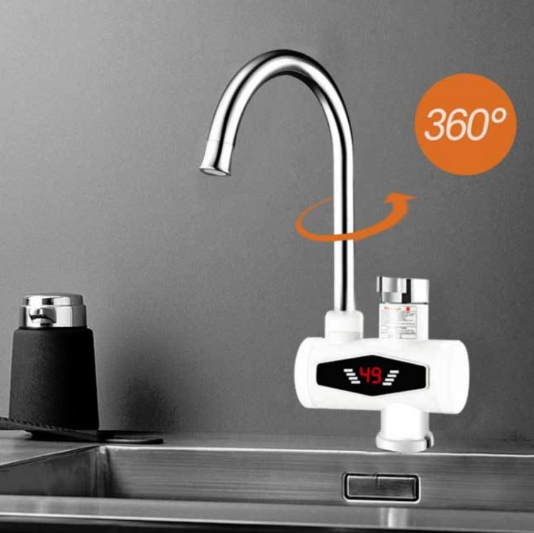 ダイナミックデジタル表示 即熱電気温水蛇口 キッチン＆家庭用温水冷水ヒーター EUプラグ、シャワーヘッド付き、大型エルボー、ユニバーサルチューブ