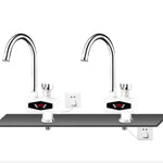 ダイナミックデジタル表示 即熱電気温水蛇口 キッチン＆家庭用温水冷水ヒーター EUプラグ、シャワーヘッド付き、大型エルボー、ユニバーサルチューブ