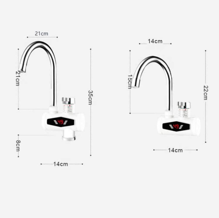 ダイナミックデジタル表示 即熱電気温水蛇口 キッチン＆家庭用温水冷水ヒーター EUプラグ、シャワーヘッド付き、大型エルボー、ユニバーサルチューブ