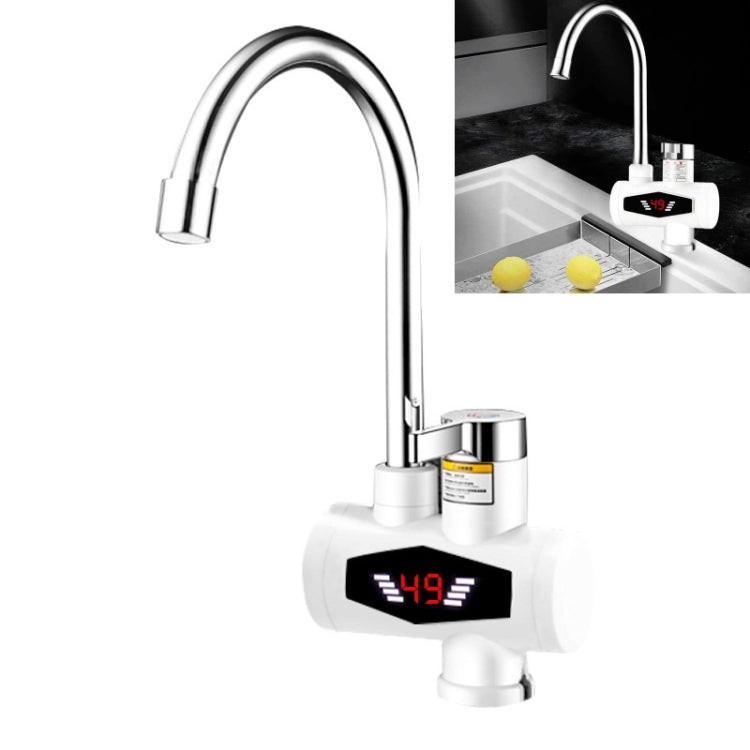 ダイナミックデジタル表示 即熱電気温水蛇口 キッチン＆家庭用温水冷水ヒーター EUプラグ、シャワーヘッド付き、大型エルボー、ユニバーサルチューブ