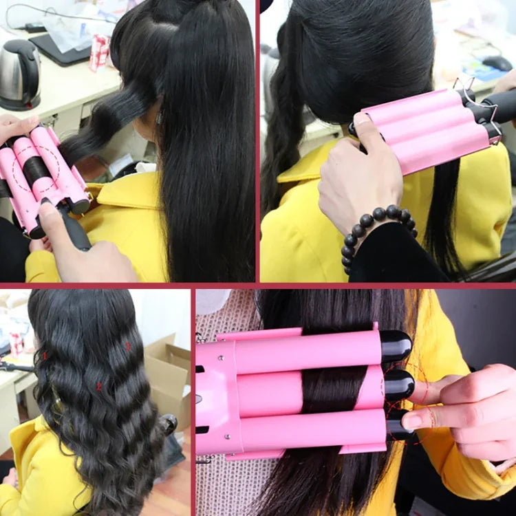 20-32m自動セラミックパーマスプリントヘアカーラー 3バレル 大波カールアイロンツール 32mm