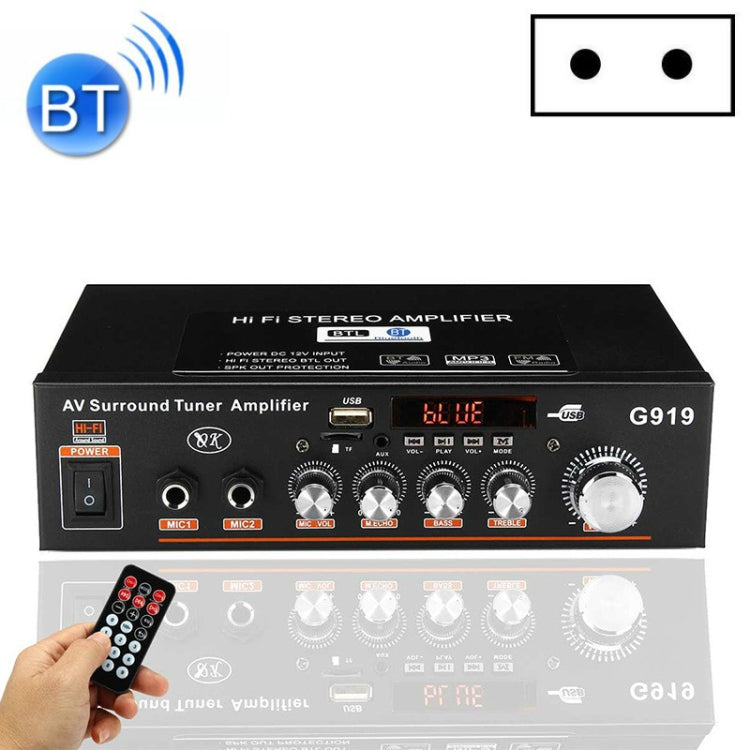 G919 スマートデジタルパワーアンプ Bluetooth / USB / SD / FM内蔵 ミニパワーアンプ、EUプラグ