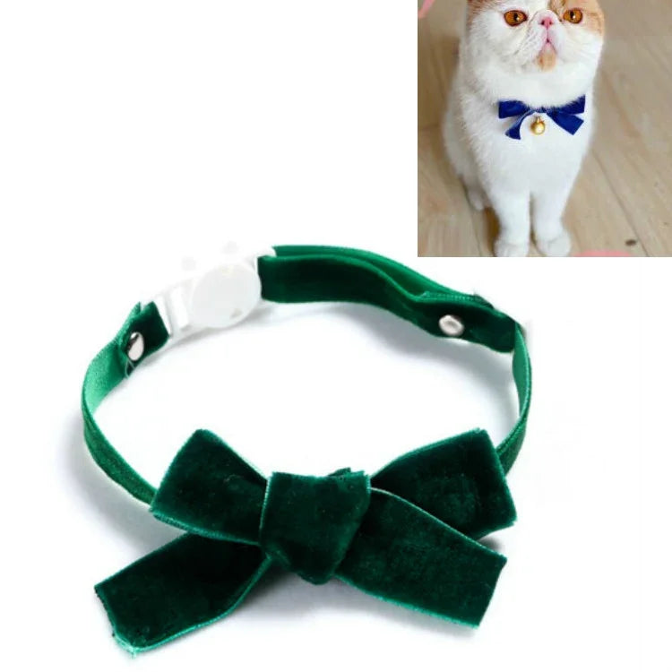ベルベットリボン調節可能ペット用首輪 猫犬ウサギ用蝶ネクタイアクセサリー, S 17-30cm リボン、S 17-30cm リボン＋ベル付き