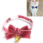 ベルベットリボン調節可能ペット用首輪 猫犬ウサギ用蝶ネクタイアクセサリー, S 17-30cm リボン、S 17-30cm リボン＋ベル付き
