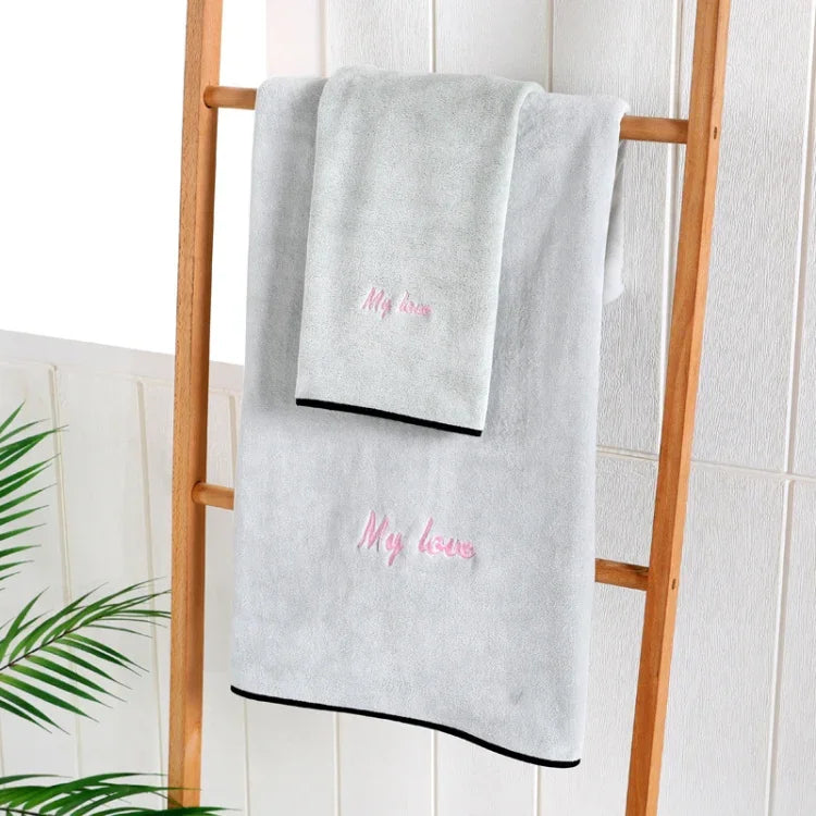 ソフトで厚手の吸水性ファイバーバスタオル タオル＋バスタオルセット