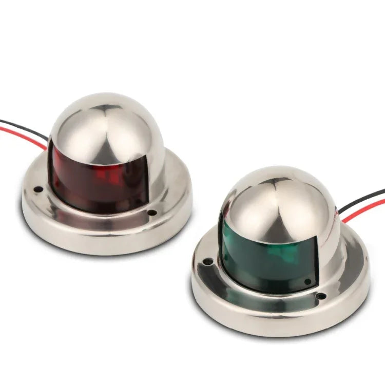 1ペアステンレススチールLED航行灯赤緑航海信号灯マリンボートヨット警告灯、DC 12V、1ペア12V