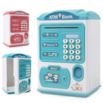 シミュレーションパスワード指紋センサー解除マネーボックス 自動巻き取りマネーセーフ ATM貯金箱 ピンク、ブルー