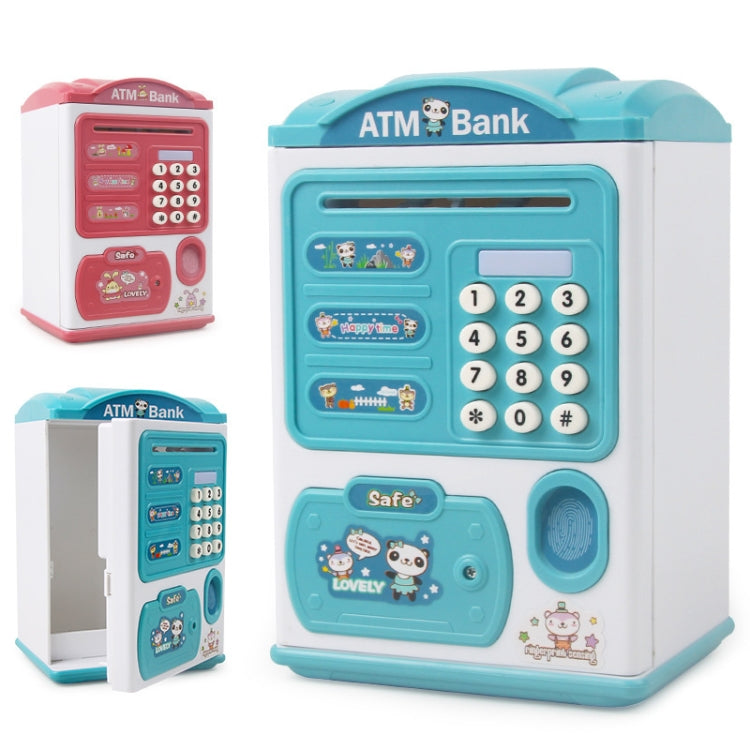 シミュレーションパスワード指紋センサー解除マネーボックス 自動巻き取りマネーセーフ ATM貯金箱 ピンク、ブルー