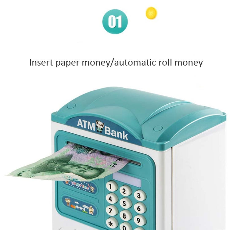 シミュレーションパスワード指紋センサー解除マネーボックス 自動巻き取りマネーセーフ ATM貯金箱 ピンク、ブルー