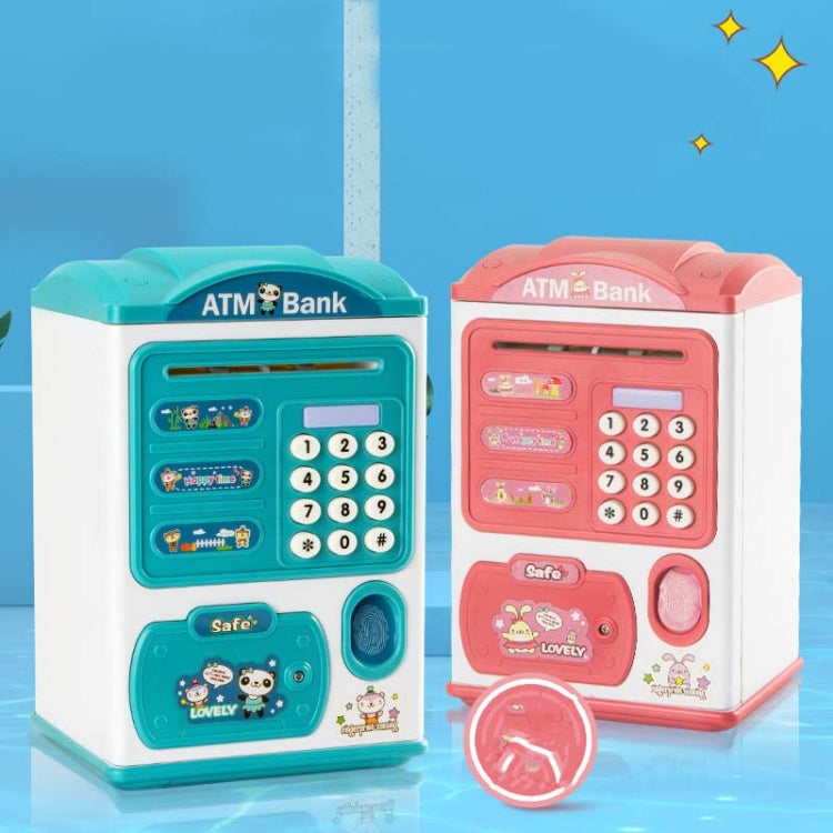 シミュレーションパスワード指紋センサー解除マネーボックス 自動巻き取りマネーセーフ ATM貯金箱 ピンク、ブルー