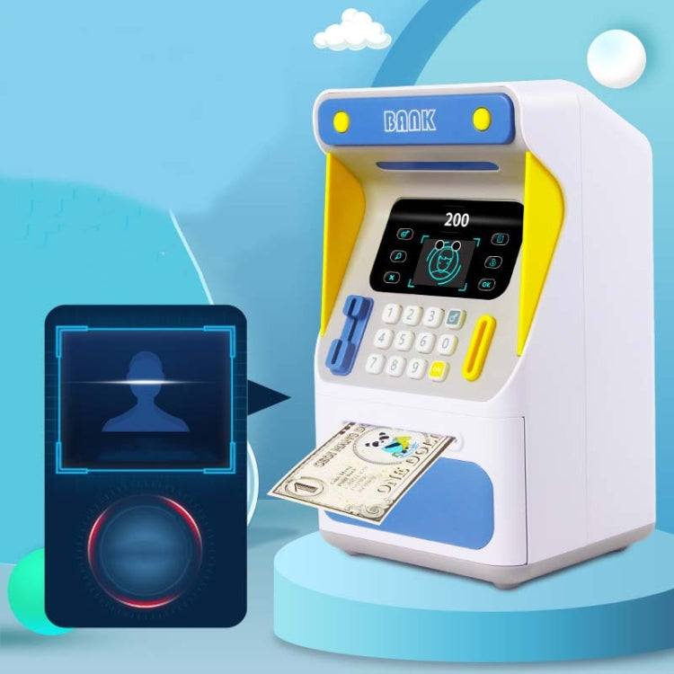 シミュレーション顔認証ATM現金預入ボックス シミュレーションパスワード自動巻き取りマネーセーフ預金箱 オレンジ（電池版）、ブルー（電池版）、オレンジ（充電版）、ブルー（充電版）