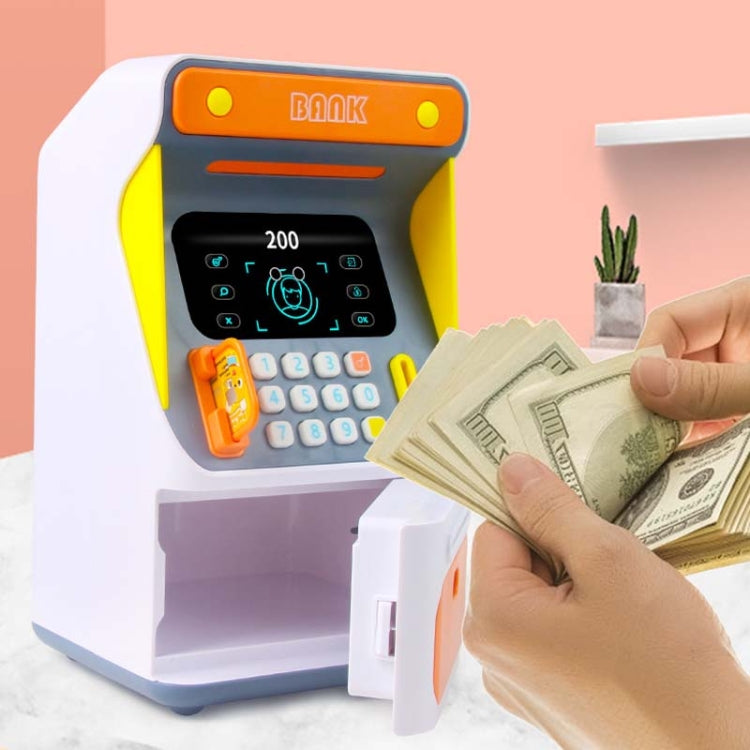 シミュレーション顔認証ATM現金預入ボックス シミュレーションパスワード自動巻き取りマネーセーフ預金箱 オレンジ（電池版）、ブルー（電池版）、オレンジ（充電版）、ブルー（充電版）