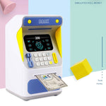 シミュレーション顔認証ATM現金預入ボックス シミュレーションパスワード自動巻き取りマネーセーフ預金箱 オレンジ（電池版）、ブルー（電池版）、オレンジ（充電版）、ブルー（充電版）