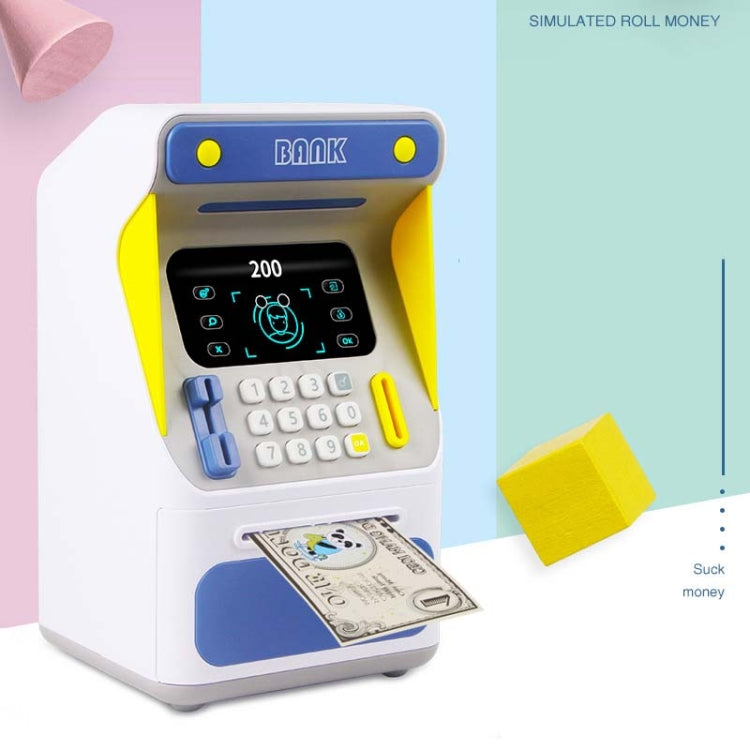シミュレーション顔認証ATM現金預入ボックス シミュレーションパスワード自動巻き取りマネーセーフ預金箱 オレンジ（電池版）、ブルー（電池版）、オレンジ（充電版）、ブルー（充電版）