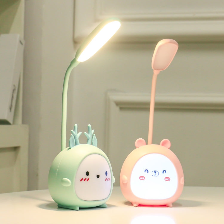 YW2021カートゥーンかわいいLED目の保護デスクランプ 学生寮寝室折りたたみ読書デスクランプ、グリーンラム、ピンクラム、ブラウンラム、ブルーフォーン、ピンクフォーン、ブラウンフォーン、グリーンフォーン、グリーンベア、ピンクベア、ブラウンベア、ブルーラム