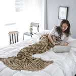 マーメイドテイルニットブランケット フィッシュテイルブランケット、60x140cm、195x90cm