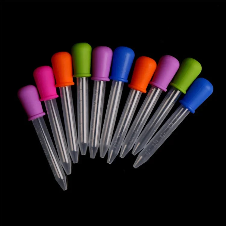 3個セット 5ML クリアシリコン 小型プラスチック授乳用薬液目盛り付きピペットドロッパー、サイズ：12 x 2cm、ピペットドロッパー