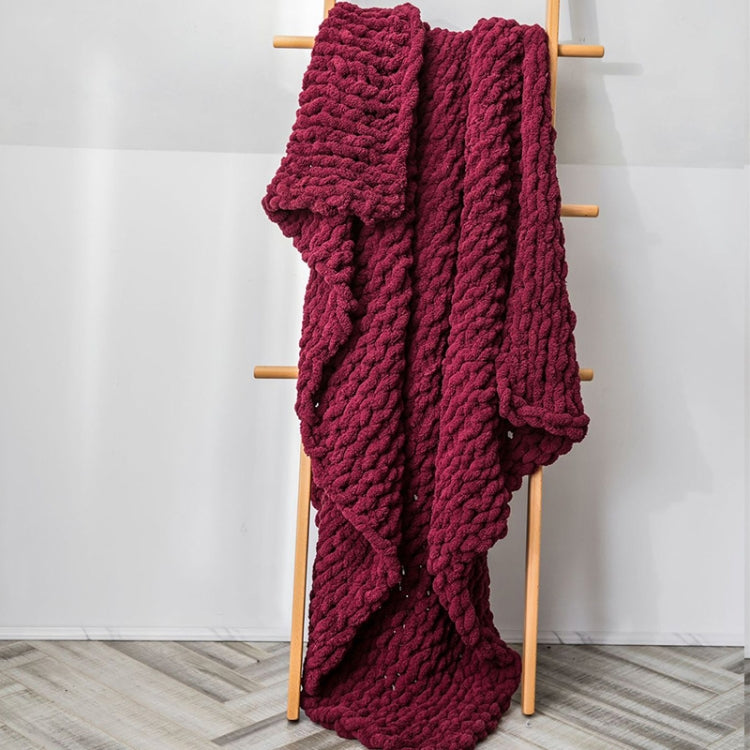 手作り厚手ウールニットブランケット ソファ用シェニールスティックニットブランケット、80x100cm、130x160cm