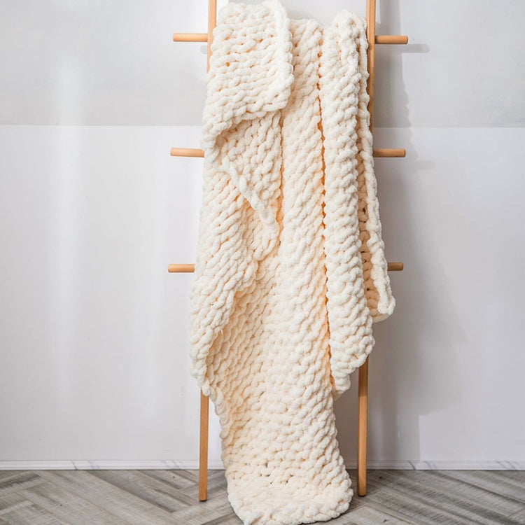 手作り厚手ウールニットブランケット ソファ用シェニールスティックニットブランケット、80x100cm、130x160cm
