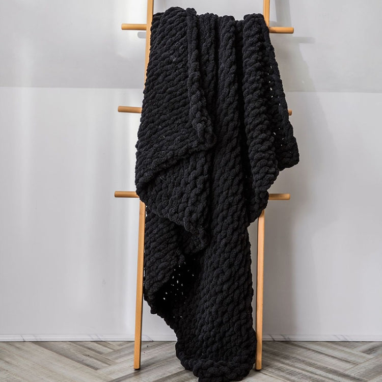 手作り厚手ウールニットブランケット ソファ用シェニールスティックニットブランケット、80x100cm、130x160cm