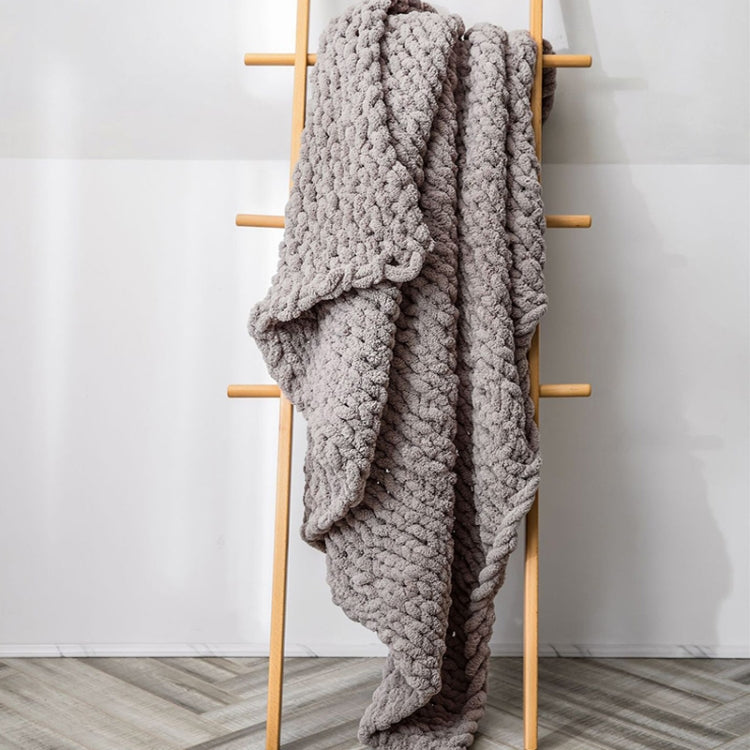 手作り厚手ウールニットブランケット ソファ用シェニールスティックニットブランケット、80x100cm、130x160cm