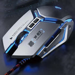 Inphic W-02 6キー ホームオフィス発光マクロプログラミングUSBコンピュータメカニカルゲーム有線マウス、W-02（メタリックグレー）