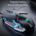 Inphic W-02 6キー ホームオフィス発光マクロプログラミングUSBコンピュータメカニカルゲーム有線マウス、W-02（メタリックグレー）