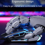Inphic W-02 6キー ホームオフィス発光マクロプログラミングUSBコンピュータメカニカルゲーム有線マウス、W-02（メタリックグレー）