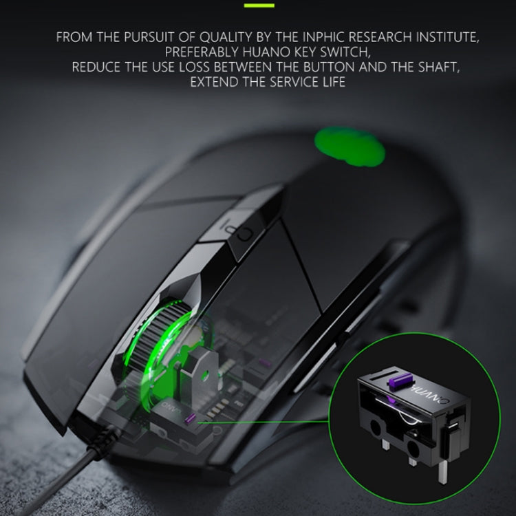 Inphic PW1 ゲームミュートマクロ定義イルミネーション有線マウス、ケーブル長：1.5m、ミュートブラックビジネスバージョン、ミュートブラックゲームバージョン、ミュートチタニウムグレーゲームバージョン