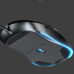 Inphic PB1 ビジネスオフィスミュートマクロ定義ゲーミング有線マウス、ケーブル長：1.5m、クラシックバックブリージングライト、マットホワイトブリージングライト