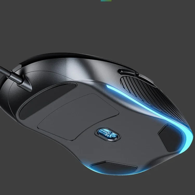 Inphic PB1 ビジネスオフィスミュートマクロ定義ゲーミング有線マウス、ケーブル長：1.5m、クラシックバックブリージングライト、マットホワイトブリージングライト
