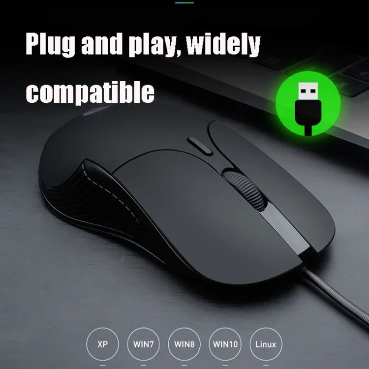 Inphic PB1 ビジネスオフィスミュートマクロ定義ゲーミング有線マウス、ケーブル長：1.5m、クラシックバックブリージングライト、マットホワイトブリージングライト