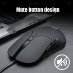 Inphic PB1 ビジネスオフィスミュートマクロ定義ゲーミング有線マウス、ケーブル長：1.5m、クラシックバックブリージングライト、マットホワイトブリージングライト