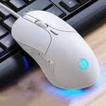 Inphic PB1 ビジネスオフィスミュートマクロ定義ゲーミング有線マウス、ケーブル長：1.5m、クラシックバックブリージングライト、マットホワイトブリージングライト