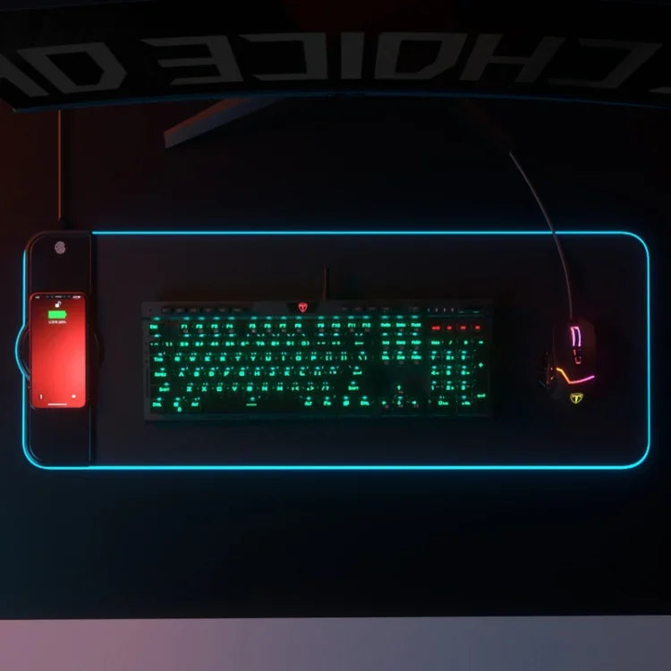 RGB01 10W ワイヤレス充電マウスパッド RGB発光マウスパッド、サイズ：800 x 300 x 4mm