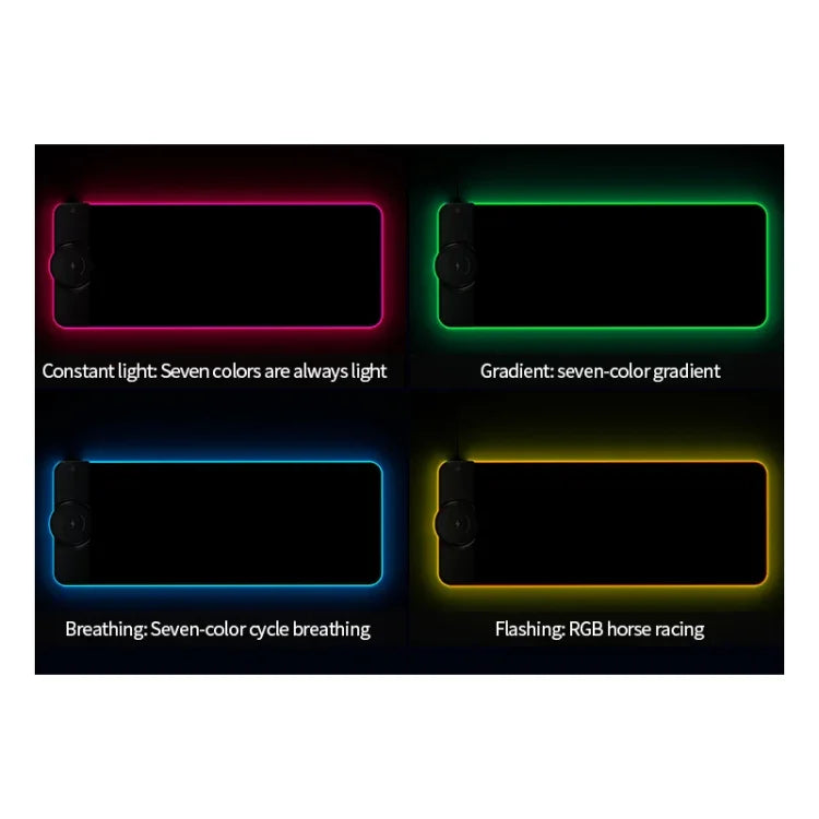 RGB01 10W ワイヤレス充電マウスパッド RGB発光マウスパッド、サイズ：800 x 300 x 4mm