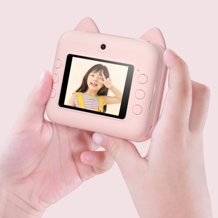 P1 カードなし子供用インスタントカメラ 1200W 前後デュアルレンズ ミニプリント写真デジタルカメラおもちゃ（グリーンダイナソー）、グリーンダイナソーカードなし、ピンクキャットカードなし、グリーンダイナソー16GB、ピンクキャット16GB、グリーンダイナソー32GB、ピンクキャット32GB