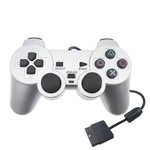 有線ゲームパッド デュアルモーター振動 シルバー 燃料噴射ゲームパッド PS2対応, PS2用