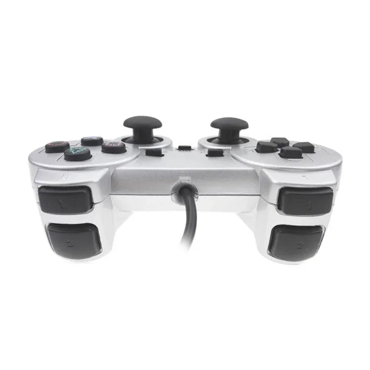有線ゲームパッド デュアルモーター振動 シルバー 燃料噴射ゲームパッド PS2対応, PS2用