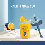 子供用カートゥーン海洋動物ストロー飲みカップ 安全で環境に優しいプラスチック飲みカップ ネイビーブルー、ライトブルー、ピンク、ライトグレー