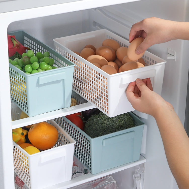 デスクトップスナック＆雑貨収納バスケット 長方形プラスチック収納バスケット、小（ホワイト）、小（ライトグリーン）、大（ホワイト）、大（ライトグリーン）